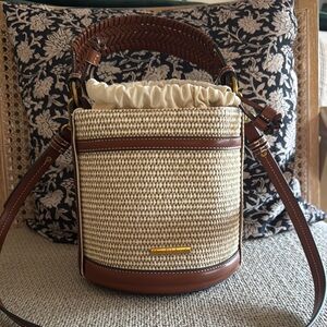 House of Harlow 1960 Brown and Tan Woven Bucket Bag